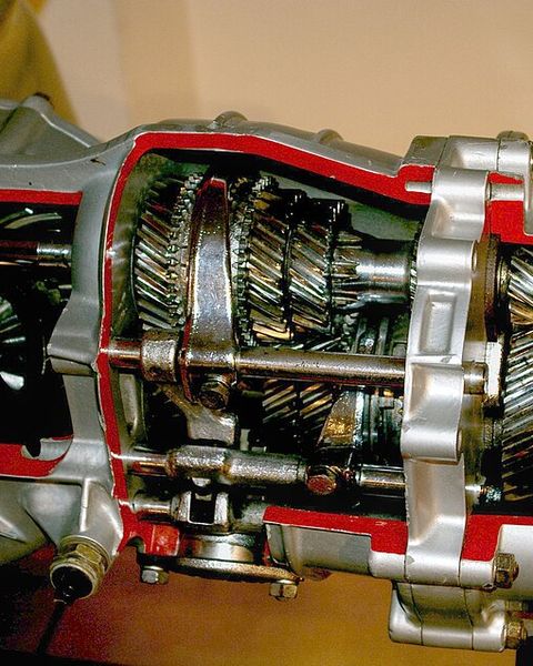 Cutaway of a manual gearbox