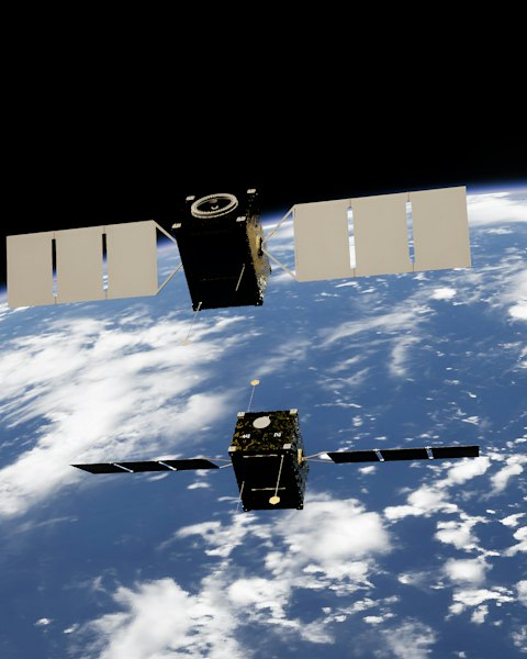 Satellites orbiting the Earth, navigation and timing
