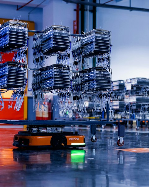 Autonomous mobile robot in a logistics warehouse